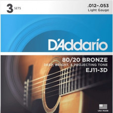 Струни DAddario EJ11-3D 80/20 Bronze 12-53 Light (3-pack)