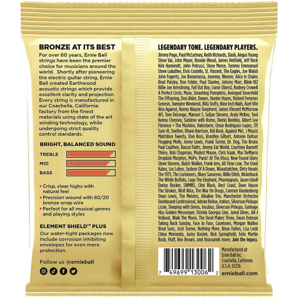 Струни Ernie Ball 3006 Earthwood 80/20 Bronze 10-50 Extra Light 3-pack