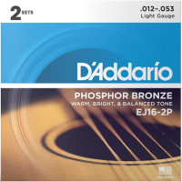 Струны DAddario EJ16-2D Phosphor Bronze 12-53 Light (2-pack)