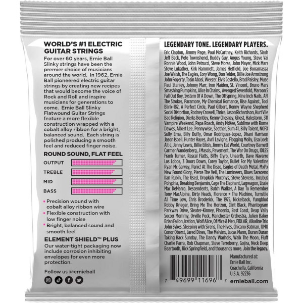 Струни Ernie Ball 2593 Cobalt Flatwound 9-42 Super Slinky