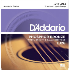 Струни DAddario EJ26 Phosphor Bronze 11-52 Custom Light