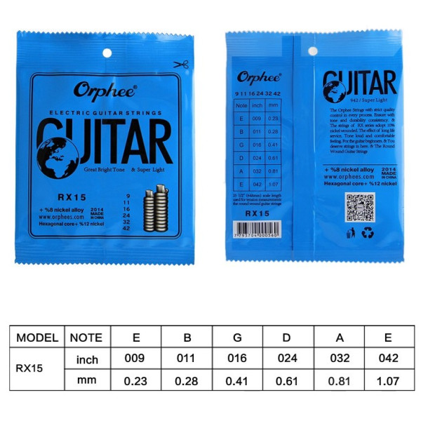 Струни Orphee RX15 09-42 Super Light