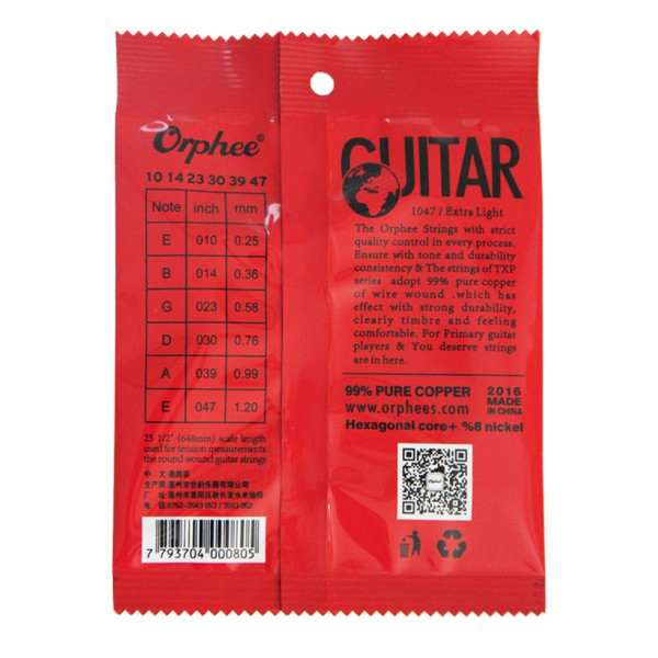 Струни Orphee TX620-P Pure Copper 10-47 Extra Light