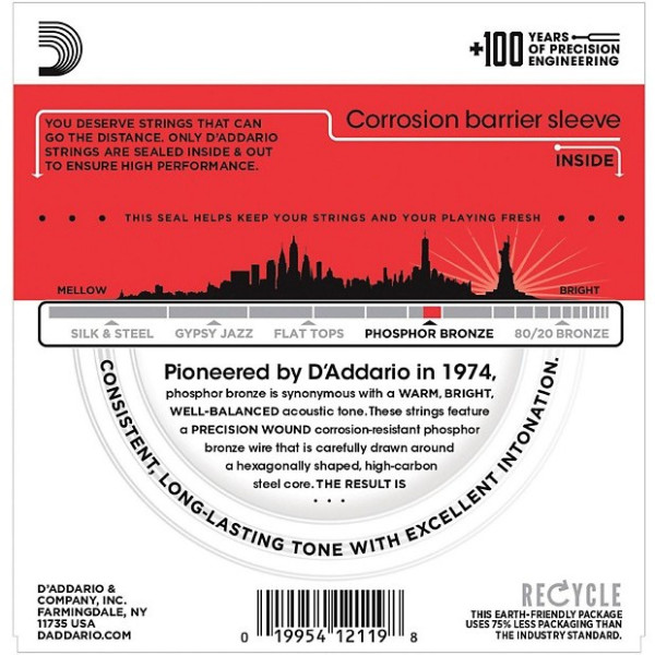 DAddario EJ39 Phosphor Bronze Medium - 12 струн (012-052)