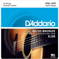 Струни DAddario EJ36 12-String 80/20 Bronze 10-47 Light