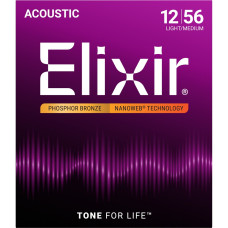 Струни Elixir 16077 Nanoweb Phosphor Bronze 12-56 Light-Medium