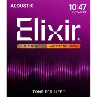 Струни Elixir 11002 Nanoweb 80/20 Bronze 10-47 Extra Light