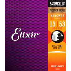 Струни Elixir 16182 NANOWEB Phosphor Bronze 13-53 HD Light