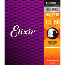 Струни Elixir 11102 NANOWEB 80/20 Bronze 13-56 Medium