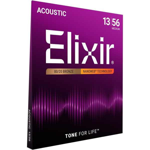 Струни Elixir 11102 Nanoweb 80/20 Bronze 13-56 Medium