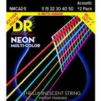 Струны DR Strings Hi-Def NEON Multi-Color 11-50 Medium Light 2 Pack