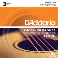 Струни DAddario EJ15-3D Phosphor Bronze 10-47 Extra Light (3-pack)