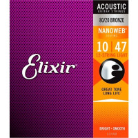 Струны Elixir 11152 NANOWEB 80/20 Bronze 10-47 12-string Light